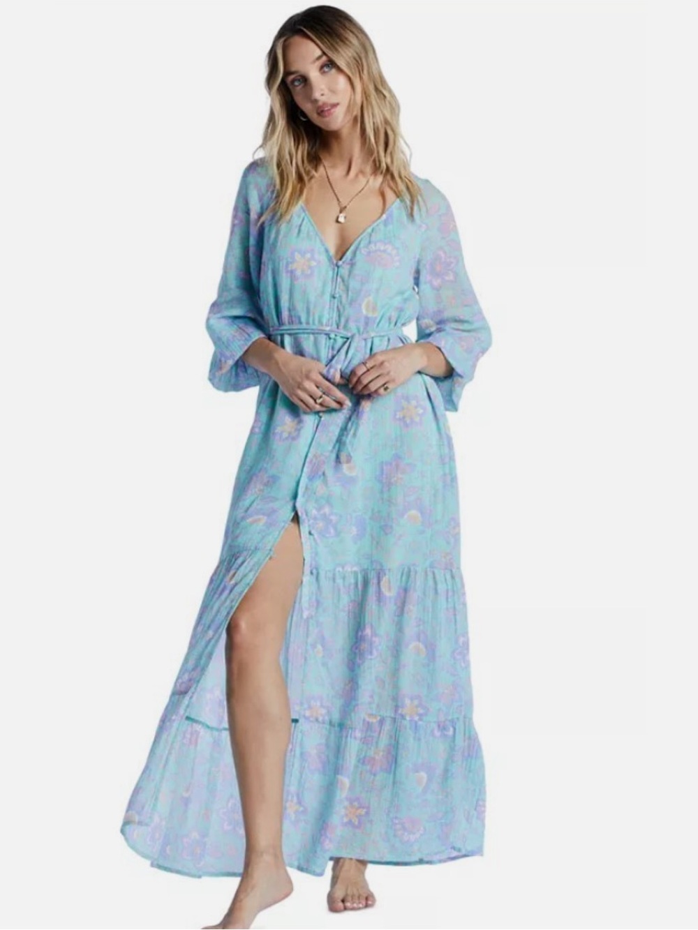 NWOT - Billabong Daring Heart Floral Button Front Maxi Dress • Boho Min Paisley